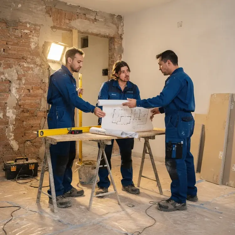 Equipo de Reformas Rontegi trabajando en una obra en Barakaldo